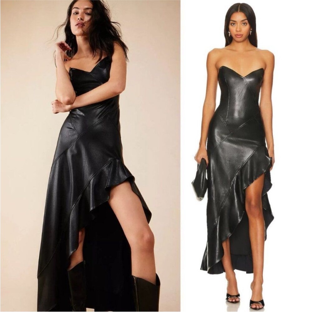 Amanda Uprichard Simone Faux Leather Dress SZ M EUC - Picture 1 of 6